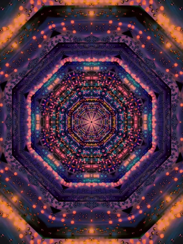 نفق النيون كاليدوسكوب المثمن Vj Loop 3:4 iPad Portrait 60fps حافظة الشاشة