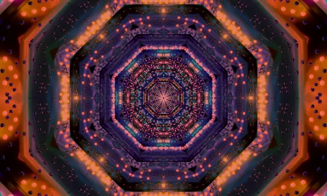 Neon Tunnel Oktagon Kaleidoscope VJ Loop 5:3 wide 60fps Bildschirmschoner