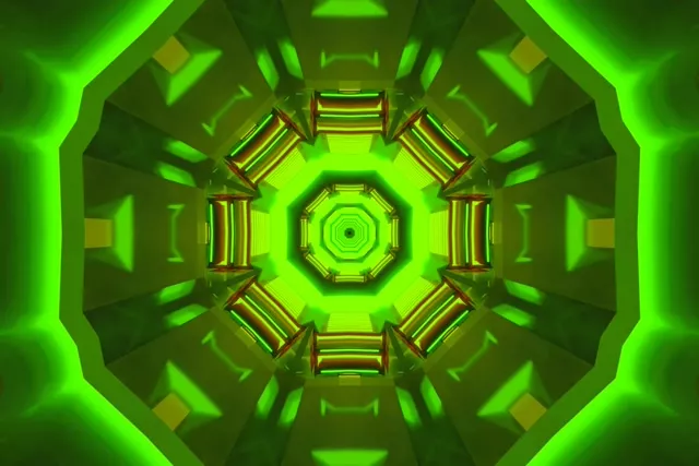 Tunel Neon Kaleidoskop Tetëkëndësh VJLoops 60fps 3:2 Surface Ruajtës Ekrani