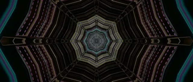 Neon Tunnel Octagon Screensaver 21:9 Ultrawide 60fps VJ Loop Dark Teal Purple