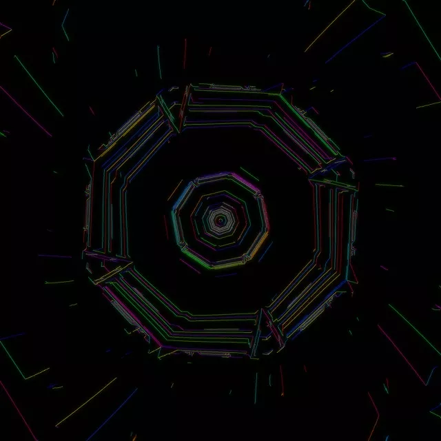 Neon Tunnel Octagon Vortex | 1:1 Square 60fps VJ Loop Screensaver