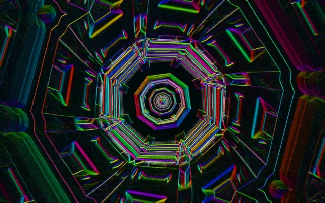 Neon Tunnel Octagon Vortex | 16:10 MacBook 60fps Screensaver VJ Loop