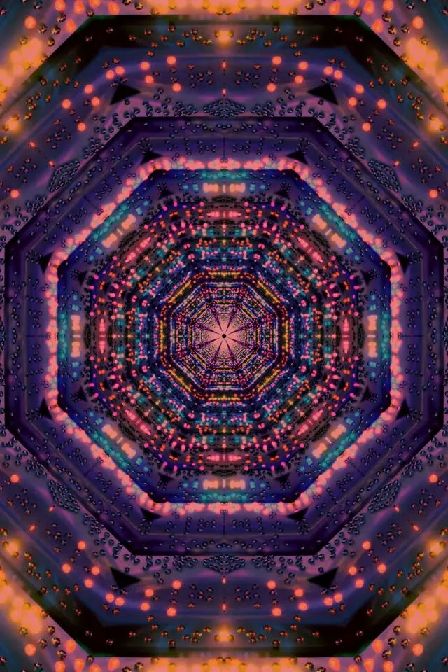 Neon Tunnel Octagon Vortex 2:3 Photo Portrait 60fps Screensaver Vj Loop