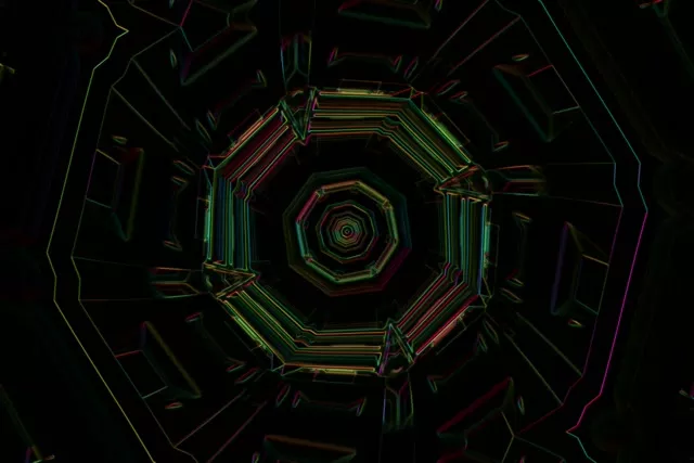 Neon Tunnel Oktagon Vortex 3:2 Surface 60fps Screensaver VJ Loop
