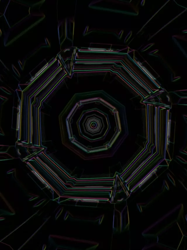 Neonska tunel osmikotnični vrtinec 3:4 iPad portret 60fps VJLoops zaslonski čuvar