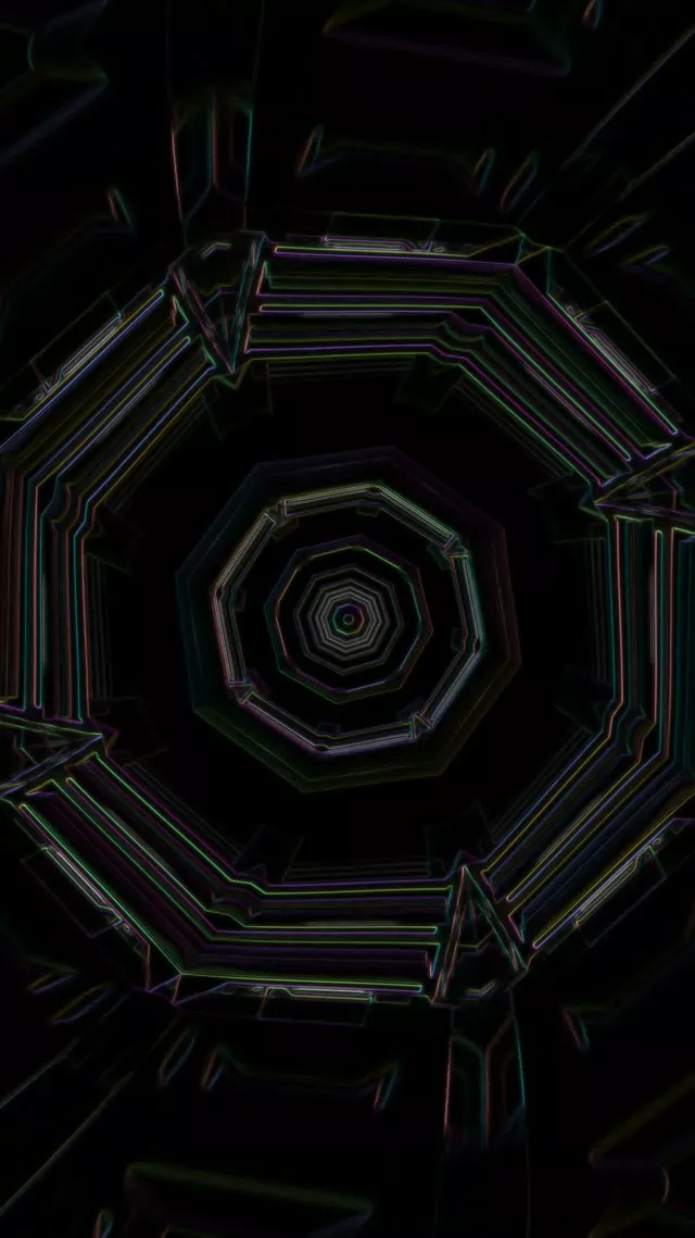Neon Tunnel Octagon Vortex 9:16 Reels 60fps Screensaver VJ Loop