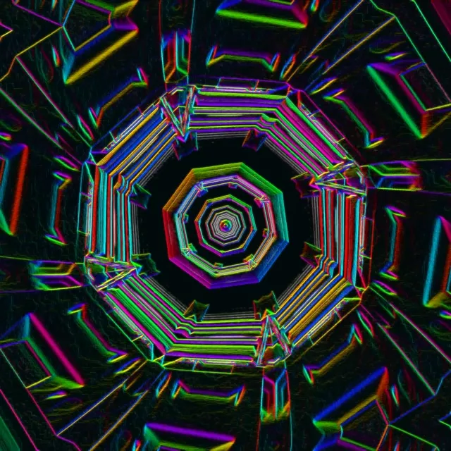 Neon Tunnel Octagon Vortex Loop 1:1 Square 60fps Screensaver VJ Animation