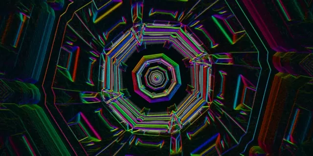 Neon Tunnel Octagon Vortex Loop 2:1 Univisium 60fps Screensaver VJ Animation