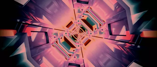 Neonový tunel oktagon vortex VJ Loop 21:9 ultra široký 60fps spořič obrazovky