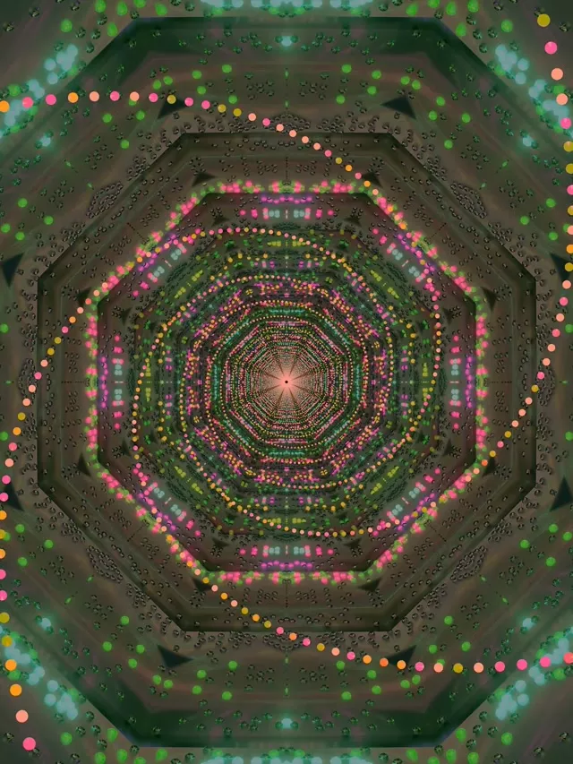 Neon Tunnel Octagon Vortex VJ Loop 3:4 iPad Portrait 60fps Screensaver