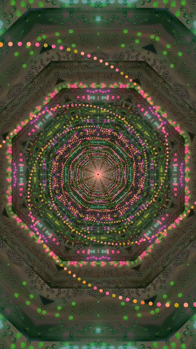 Neonový Tunel Oktagon Vír VJ Loop 9:16 Reels 60fps Šetřič Obrazovky