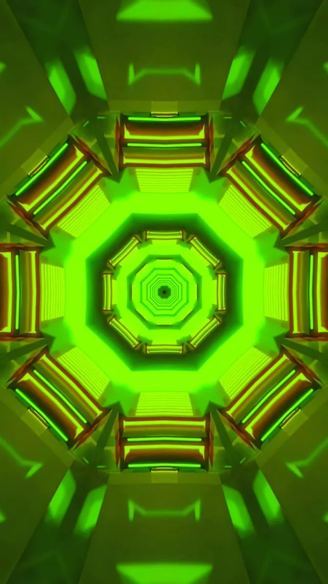 Neon Tonnel Agtkant Draaikolk VJLoops 9:16 Reels 60fps Skermbespaarder Groen