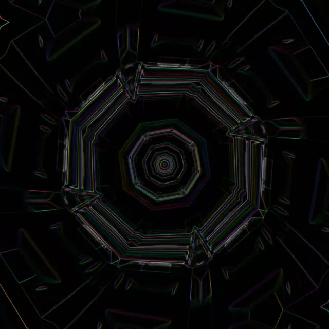 Neon Tunnel Octagonal Vortex 1:1 Square 60fps Screensaver VJ Loop