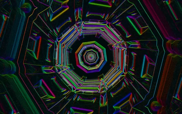 Neon Tunnel Octagonal Vortex 16:10 Macbook 60fps Screensaver Vj Loop