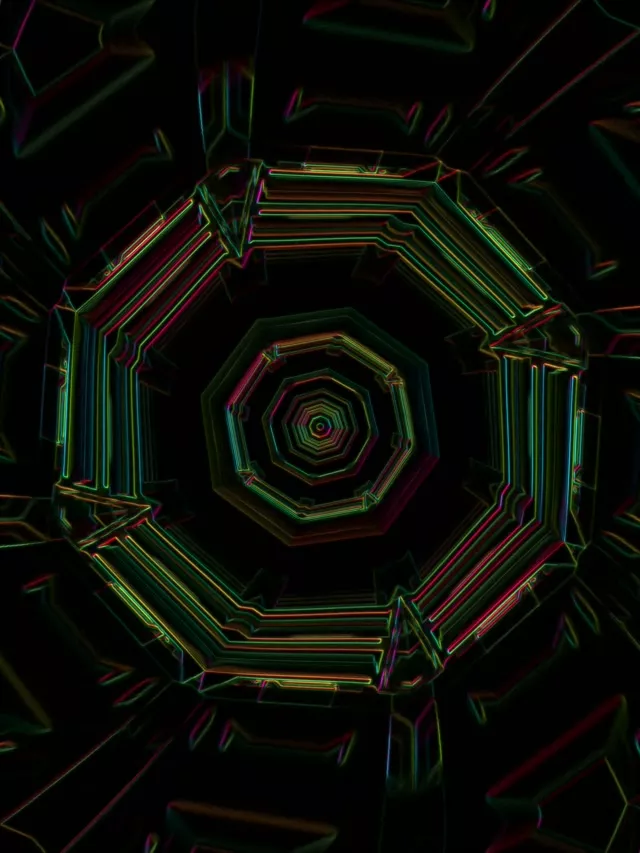 Neon Tunnel Octagonal Vortex 3:4 iPad Portrait 60fps Screensaver VJLoops