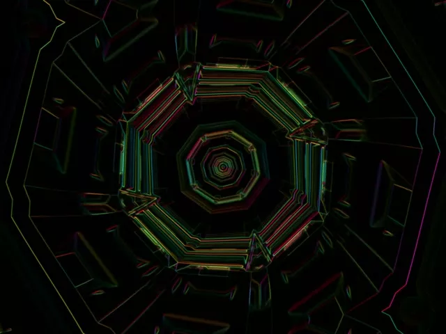 Neon Tunnel Octagonal Vortex 4:3 Classic 60fps VJ Loop Screensaver