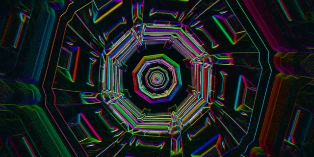 Tolán Neon Vortex Octagonal Loop 2:1 Univisium 60fps Screensaver VJ Animation