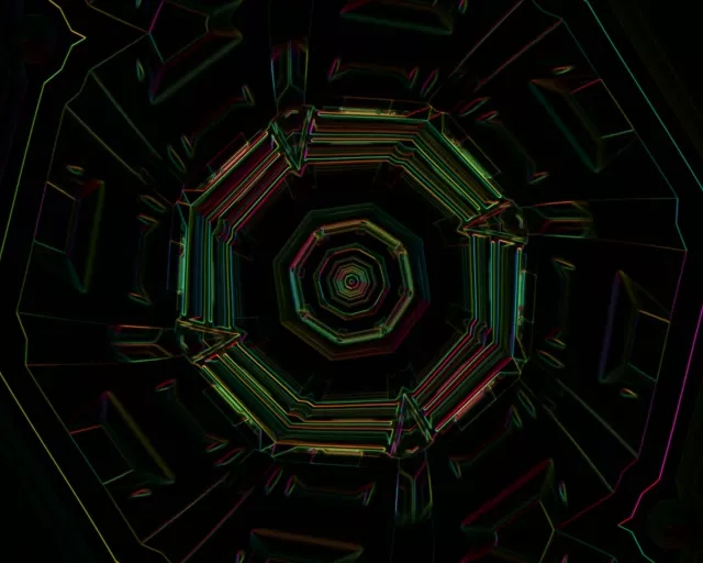 નીયૉન ટાનેલ અક્ટાગોનલ વર્ટેક્સ લૂપ ५:४ ઇન્ડસ્ટ્રિયલ ६०fps स્ક્રીનસેવર VJLoops એનિમેશન