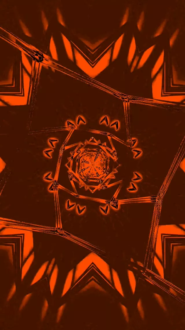 Neon Tunnel Orange Fractal Kaleidoscope Vj Loop 9:16 Reels 60fps Screensaver