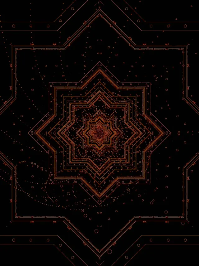 Neon Tunnel Kupfer Stern Mandala VJ Loop 60fps 3:4 iPad Portrait Screensaver