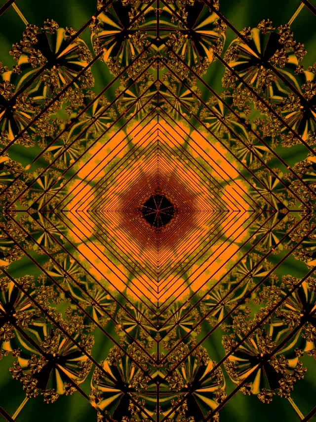 Neon Tünel Turuncu Yeşil Elmas Ekran Koruyucu 3:4 iPad Portre 60fps VJ Loop