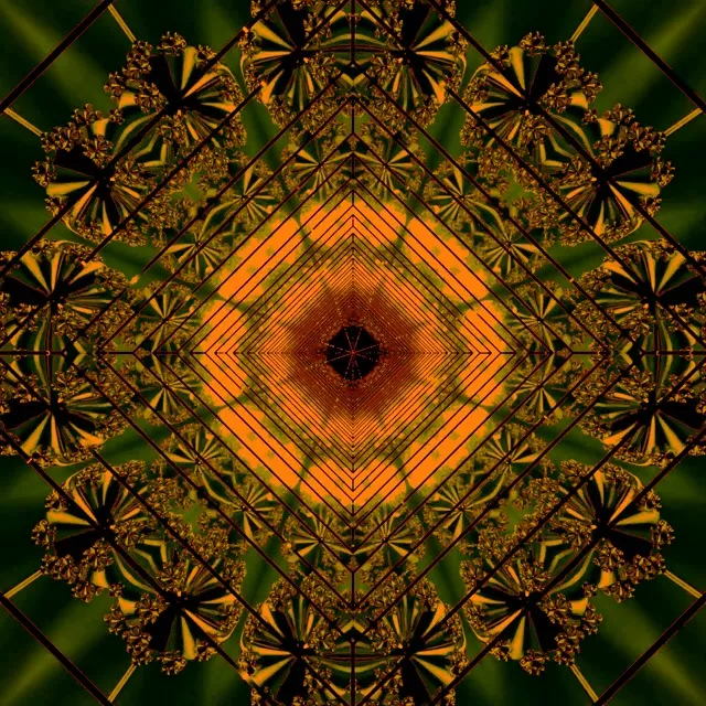 Neon Tunnel Orange Green Fractal 1:1 Square 60fps Screensaver Vj Loop