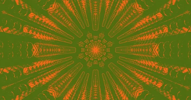 Terowongan Neon Kaleidoskop Oranye Hijau Screensaver 4K UHD 60fps VJ Loop