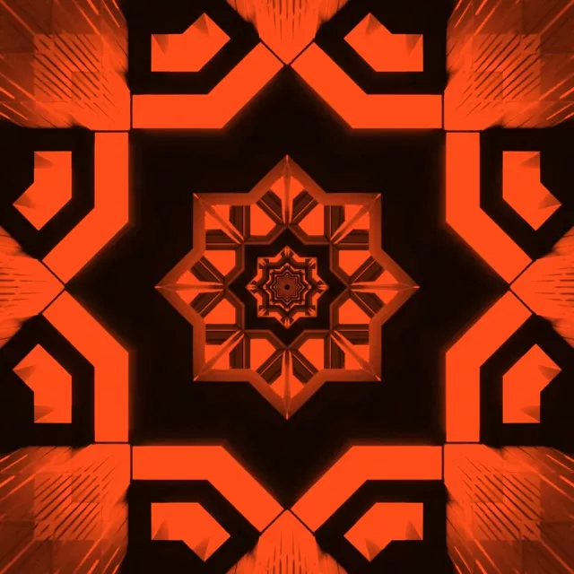 Neon Tunnel Orange Kaleidoscope Star Vj Loop 1:1 Square 60fps Screensaver