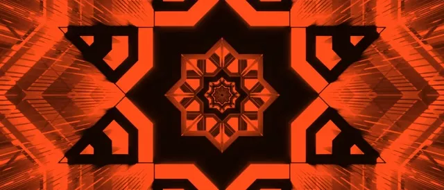 Neon Tunnel Orange Kaleidoscope Star Vj Loop 21:9 Ultrawide 60fps Screensaver