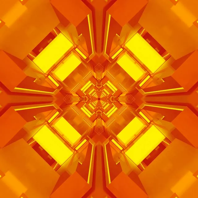 Neon Tunnel Orange Kaleidoscope Vj Loop 1:1 Square 60fps Screensaver