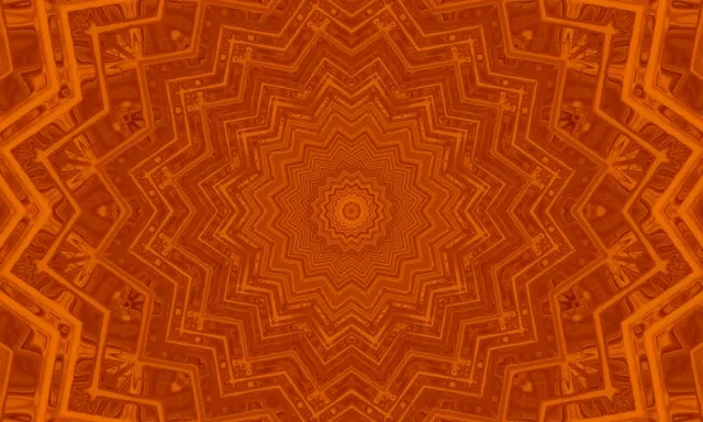 霓虹隧道橙色曼陀罗星形漩涡屏保 5:3 宽屏 60fps Vj Loop