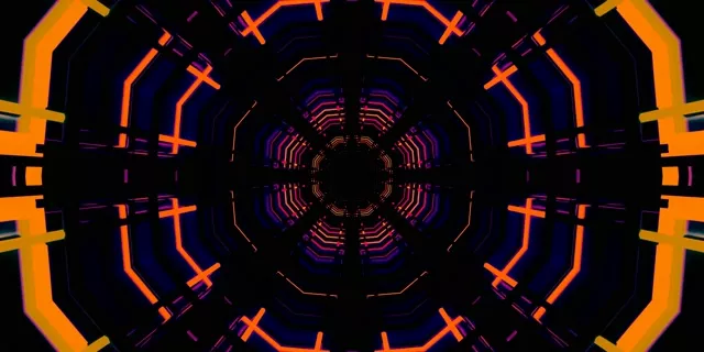 Neon Tunnel Orange Octagon Grid Vj Loop 2:1 Univisium 60fps Screensaver