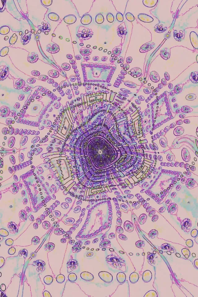 อุโมงค์นีออน Fractal Kaleidoscope Screensaver 2:3 Portrait 60fps VJLoops