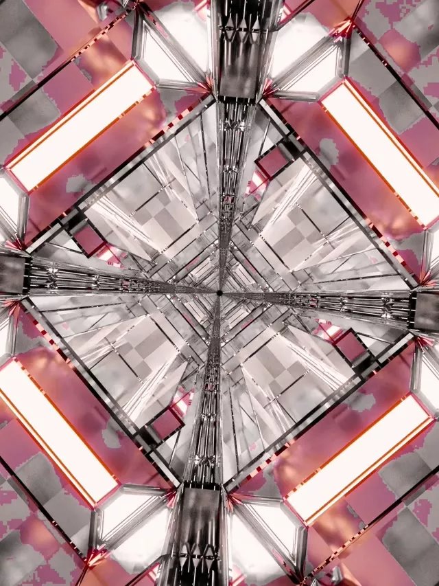 Tunel Neon Crom Roz Diamant VJLoops 3:4 iPad Portrait 60fps Screensaver