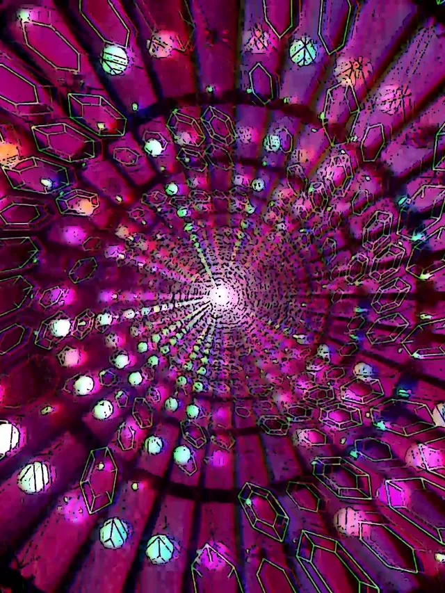 Neontunnel Rosa Krystall Skjermsparer 60fps 3:4 iPad Portrett VJ Loop
