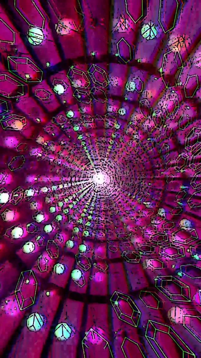 Neon Tunnel Rosa Kristall Bildschirmschoner 60fps 9:16 Reels VJ Loop