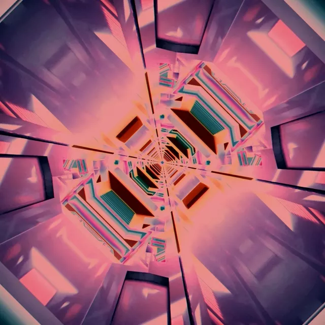 מנהרת ניאון קליידוסקופ פרקטל ורוד Vj Loop 1:1 ריבוע 60fps שומר מסך