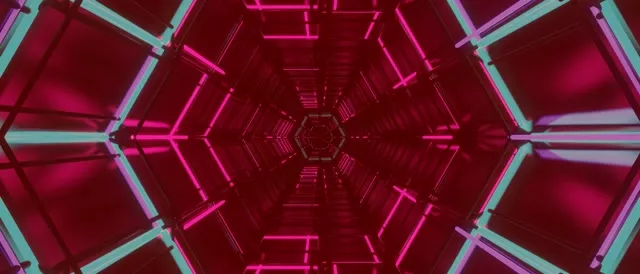 Neon Tunnel Pink Hexagon Vortex VJ Loop 21:9 Ultrawide 60fps Screensaver