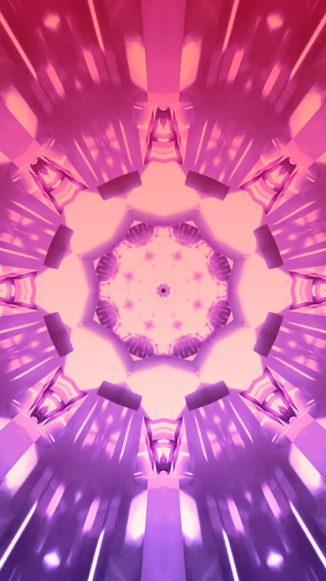 Neon Tunnel Pink Kaleidoscope Gear Vortex Vj Loop 9:16 Reels 60fps Screensaver