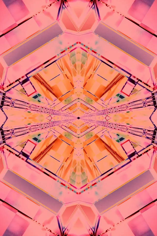 Neona Tunelis Rozā Dimanta Kaleidoskops VJ Loop 2:3 Foto Portrait 60fps Ekrānsaudzētājs