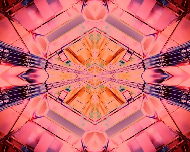 Neon Tonnel Pienk Diamant Kaleidoskoop VJLoops 5:4 industrieel 60fps Skermbeveiliging