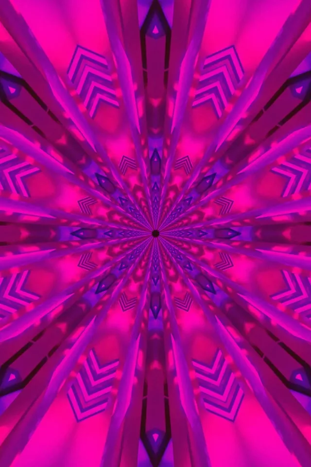 Neon Tunnel Kaleidoscope Star Burst 2:3 Photo Portrait 60fps Screensaver VJ Loop