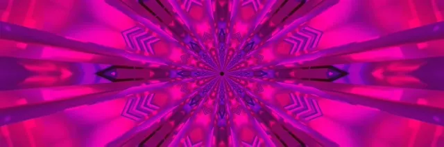 Đường Hầm Neon Magenta Kaleidoscope Star Vj Loop 3:1 Triple Wide 60fps Screensaver