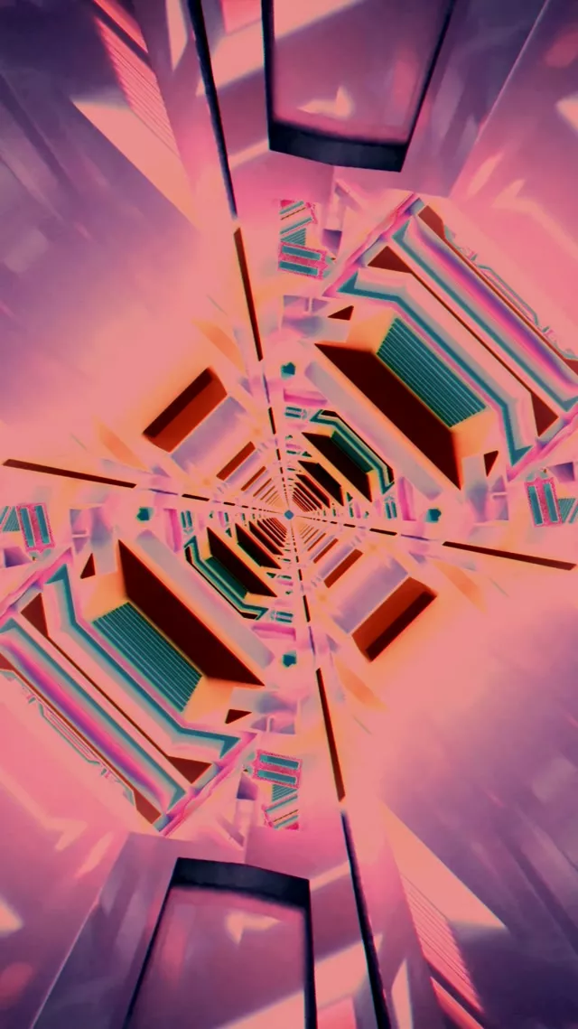 Neonový Tunel Růžový Spirálový Vír VJ Loop 9:16 Reels 60fps Šetřič Obrazovky