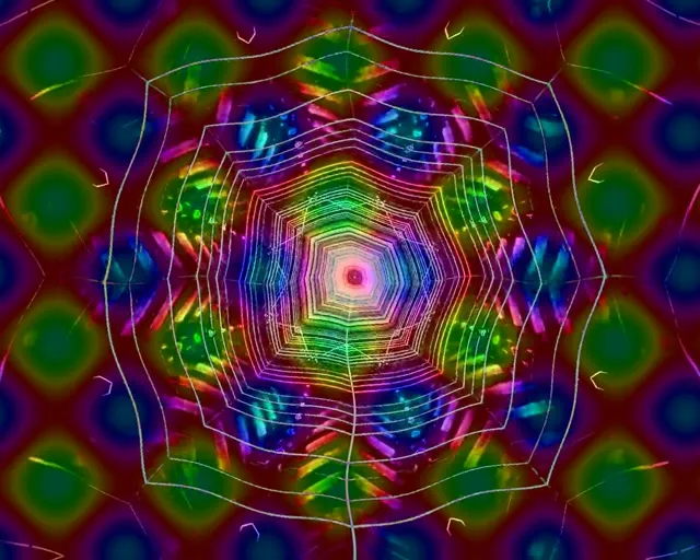 Neon Tunel Dúhová Pavúčia Sieť Vír VJ Loop 5:4 industrial 60fps šetrič obrazovky