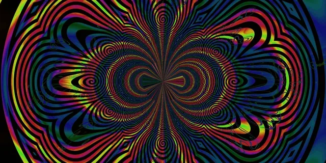 نفق نيون حلزوني نفسي ازهار VJ Loop 2:1 Univisium 60fps حافظة شاشة