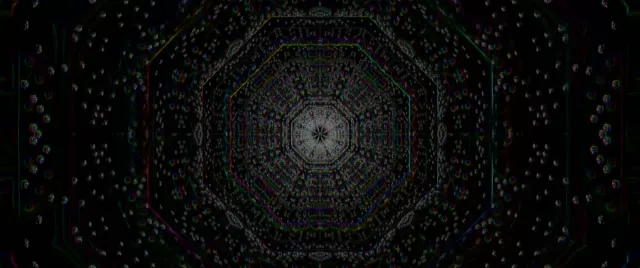 Neon Tunnel Pulsating Hexagon Grid VJ Loop 2.39:1 Screensaver 60fps