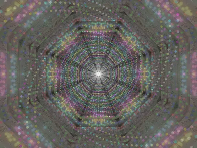 Neonas Tunelis Pulsējošs Sešstūris Režģis Virpulis Cilpa 4:3 Klasisks 60fps Ekrānsaudzētājs