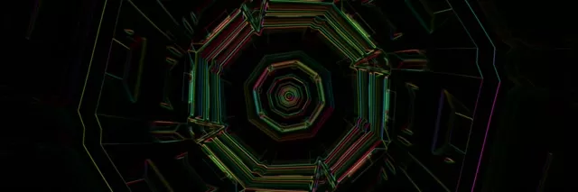 Túnel Neon Hexágono Pulsante Vórtice 3:1 Triple Wide 60fps VJ Loop Protector de pantalla