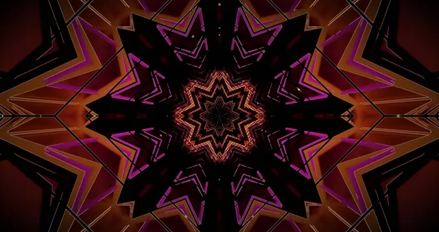 Neon Tunnel Purple Gold Kaleidoscope 4k uhd 60fps screensaver Vj loop